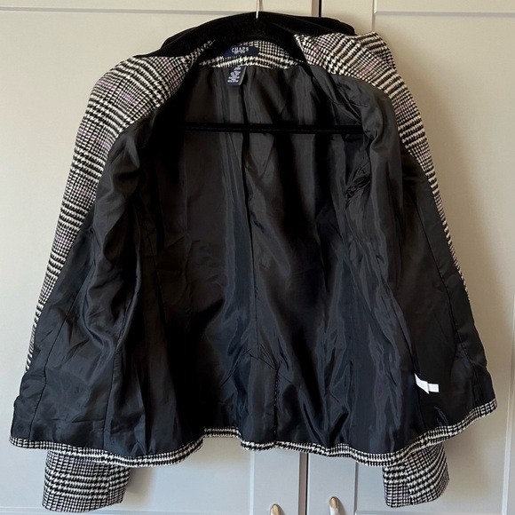 CHAPS Women's Wool Blend Houndstooth Black Blazer Size 6 Power Suit Classic - Picture 5 of 8